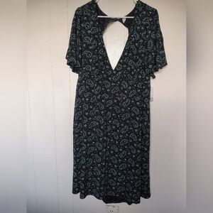 BP Black and Green Backless Paisley Dress Size  3X